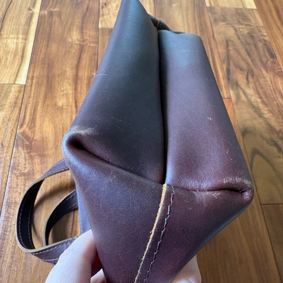 Portland Leather Cognac Zipper Mini Crossbody Tote - Picture 6 of 9